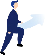 男性と矢印のアイコン