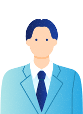 水色のスーツを着た男性のイラスト