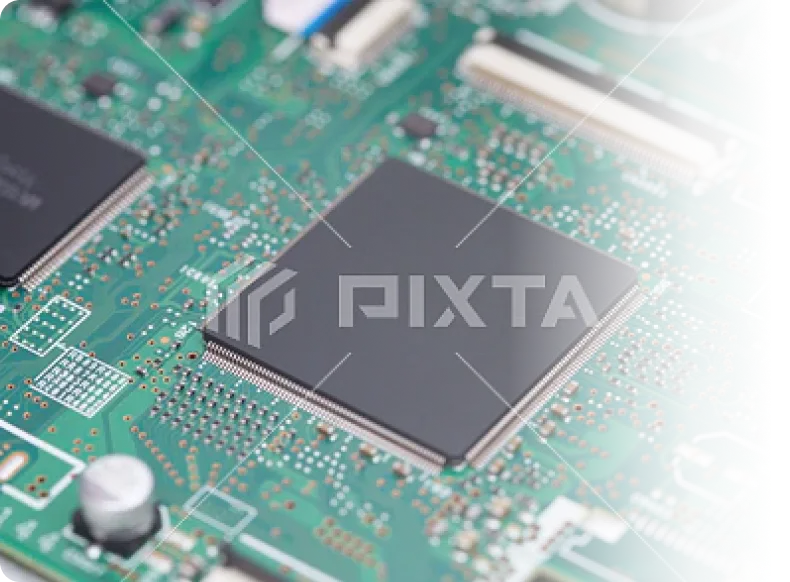 電子基板上に搭載された制御用半導体チップの拡大イメージ